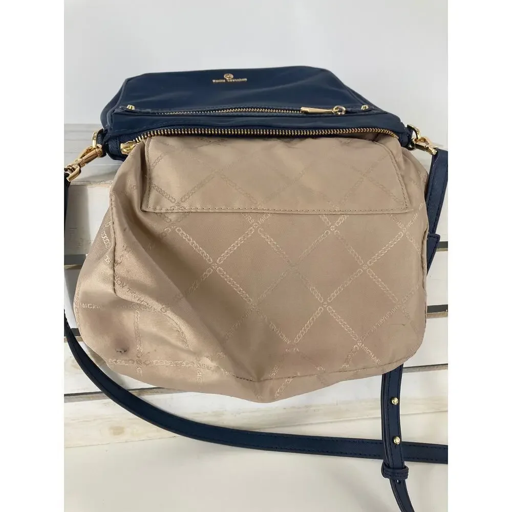 MICHAEL KORS, NAVY BLUE NYLON MEDIUM CROSSBODY BAG (ASIS)
